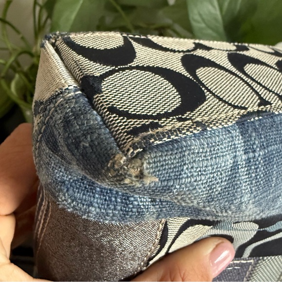 COACH Patchwork Denim Blue Convertible Shoulder Bag Purse Handbag Y2K Suede - Picture 8 of 13